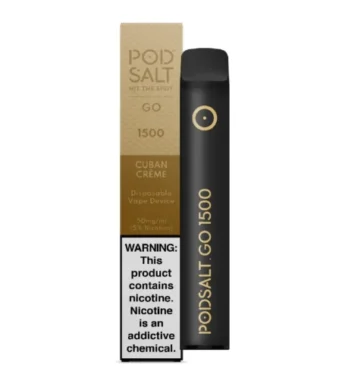 POD SALT GO – Cuban Creme – 1500pfs 20mg 300 Puffs/Device – 300mAh battery